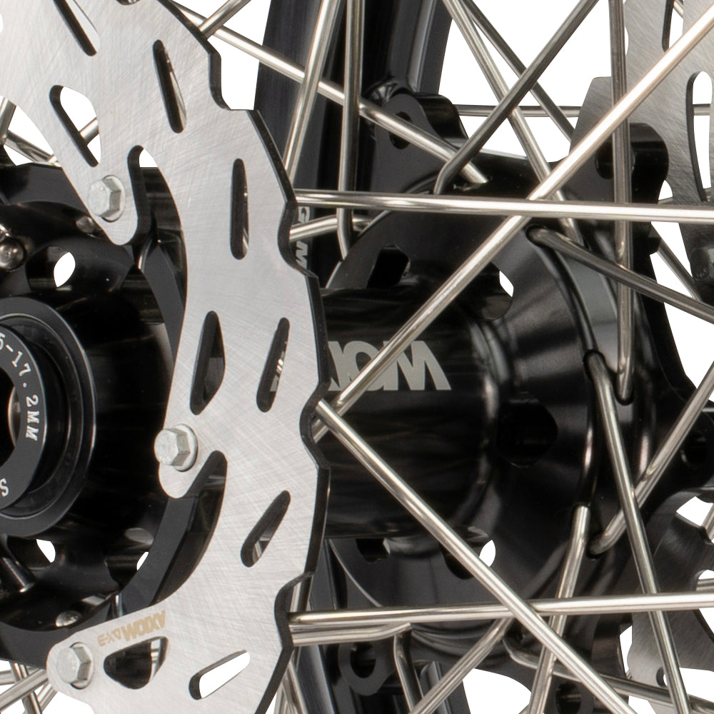 Axiom Suzuki RM125-250 2001-05 Black Rim / Black Hub / Black Nipples 21x1.6/19x2.15 Wheel Set with Discs