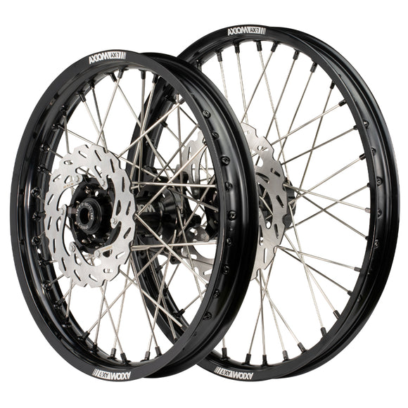 Axiom Kawasaki KLX450 2007-24 Black Rim / Black Hub / Black Nipples 21x1.6/18x2.15 Wheel Set with Discs