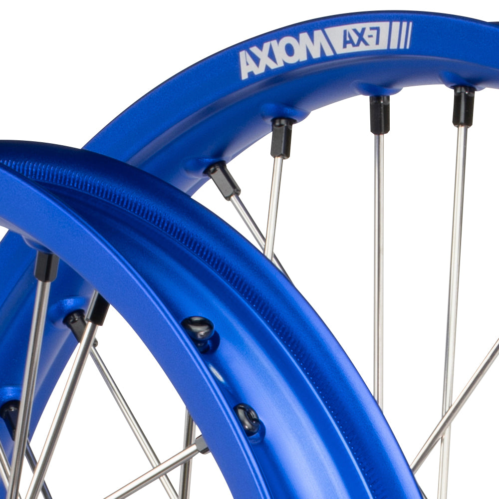 Axiom Kawasaki KX-KXF 2006-24 Blue Rim / Black Hub / Black Nipples 21x1.6/19x2.15 Complete Wheel Set