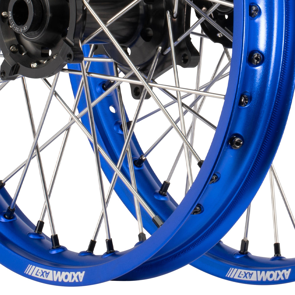 Axiom Kawasaki KX-KXF 2006-24 Blue Rim / Black Hub / Black Nipples 21x1.6/19x2.15 Complete Wheel Set