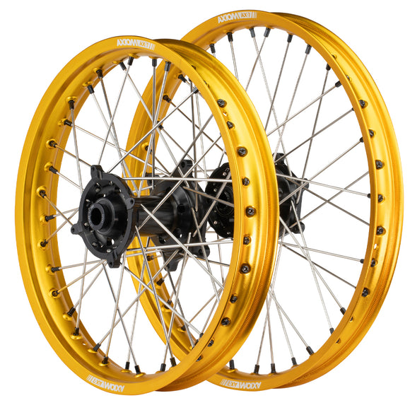 Axiom Honda CRF250-450R 2014-24 Gold Rim / Black Hub / Black Nipples 21x1.6/19x2.15 Complete Wheel Set