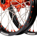 Axiom KTM / Husqvarna / Gas Gas 2003-24 Black Rim / Orange Hub / Orange Nipples 21x1.6/18x2.15 Complete Wheel Set-4