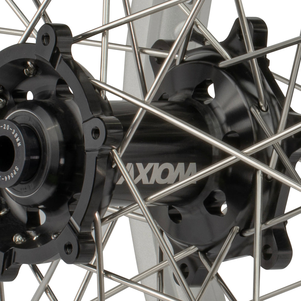 Axiom KTM / Husqvarna / Gas Gas 2003-24 Silver Rim / Black Hub / Black Nipples 21x1.6/19x2.15 Complete Wheel Set