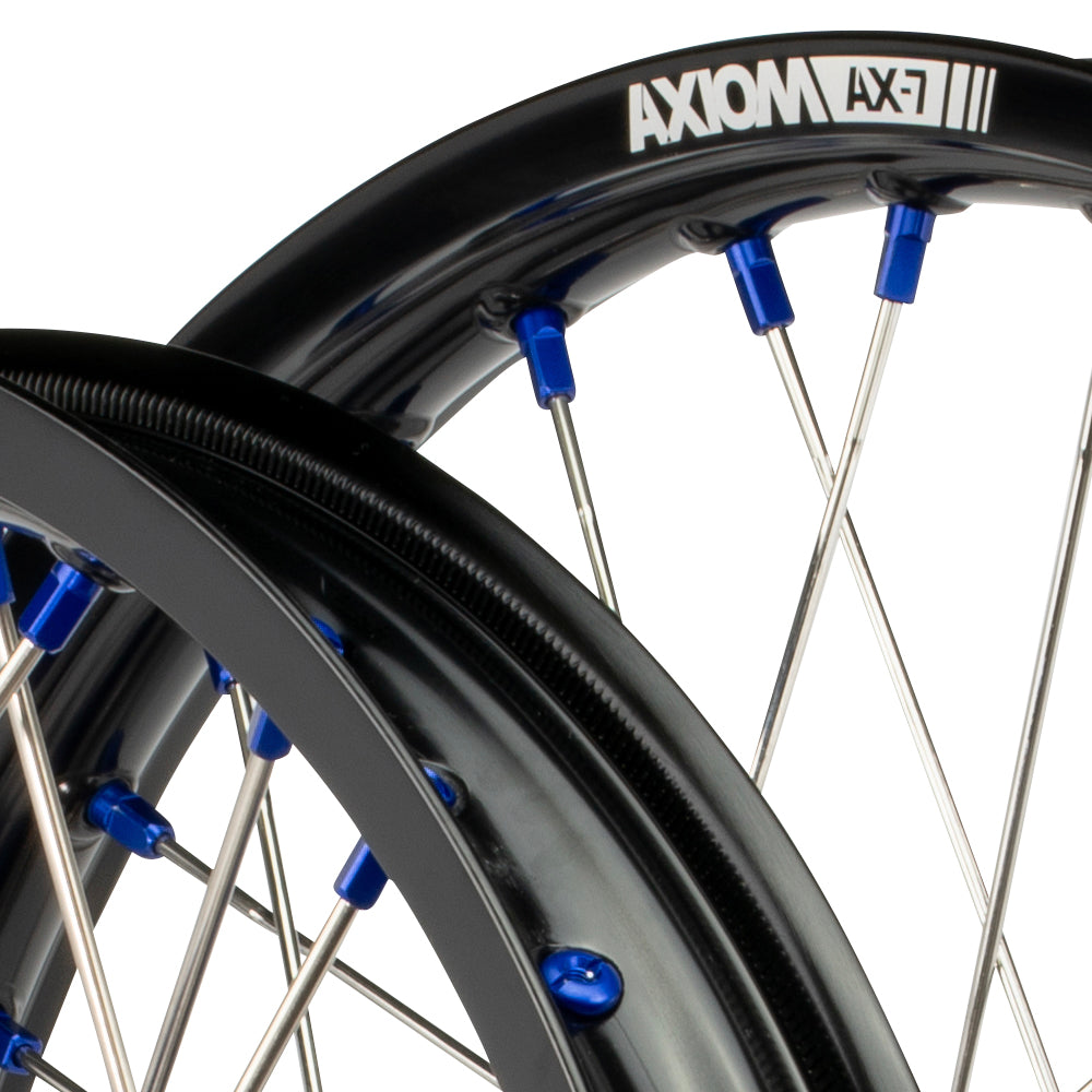 Axiom Sherco SE/SEF 2009-24 Black Rim / Blue Hub / Blue Nipples 21x1.6/18x2.15 Complete Wheel Set