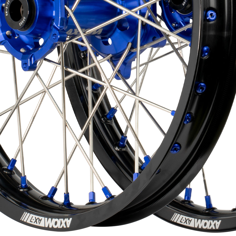 Axiom Yamaha YZ-YZF 2009-24  Black Rim / Blue Hub / Blue Nipples 21x1.6/18x2.15 Complete Wheel Set