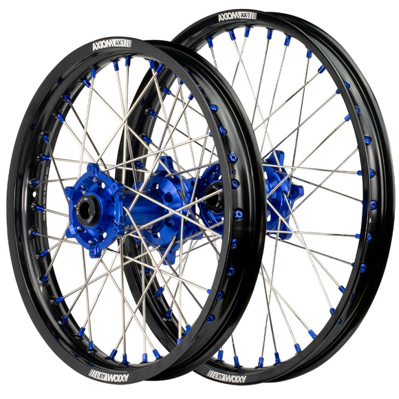 Axiom Yamaha YZ-YZF 2009-24 Black Rim / Blue Hub / Blue Nipples 21x1.6/19x2.15 Complete Wheel Set