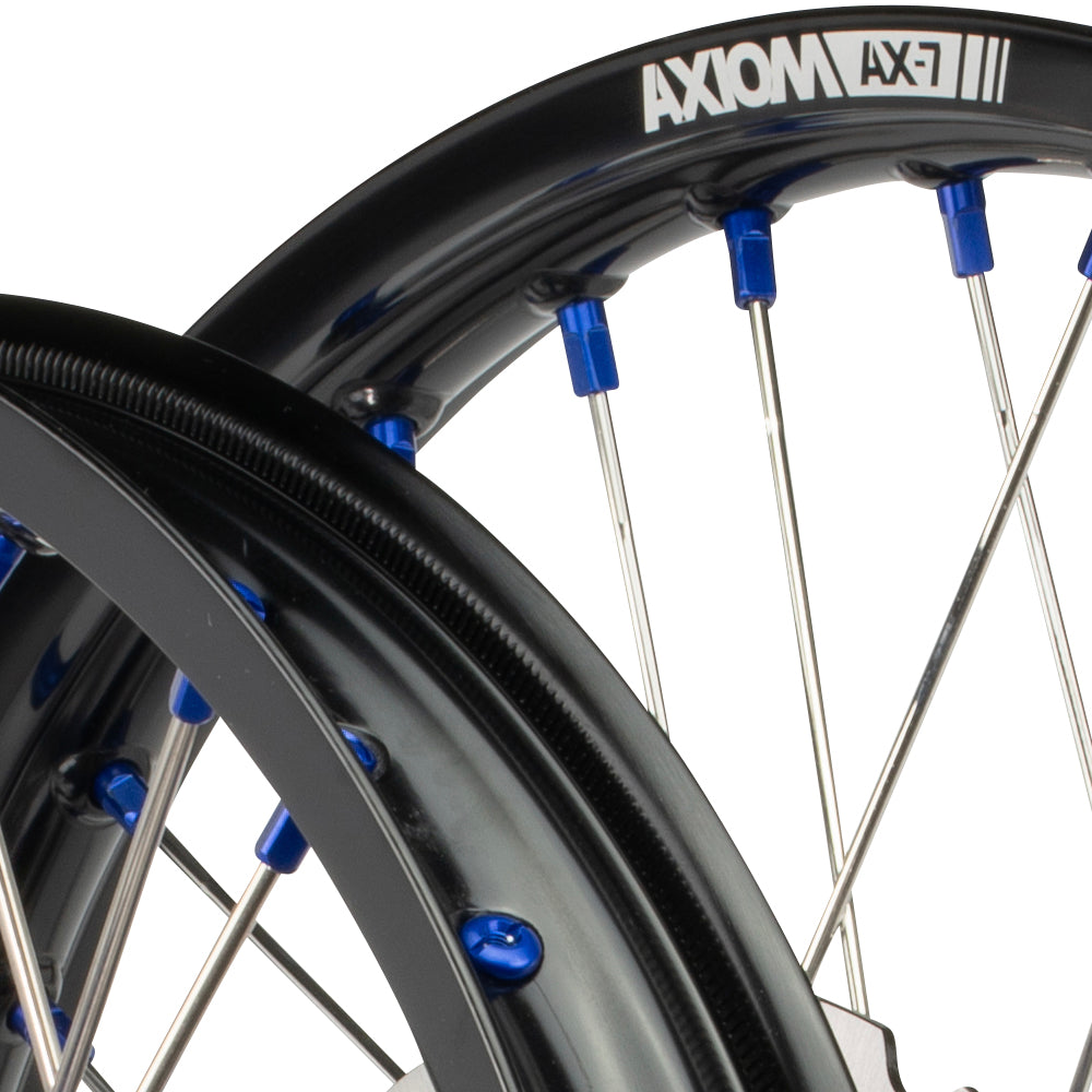 Axiom Yamaha YZ250FX 2019-21 / YZ450FX 2019-20 Black Rim / Blue Hub / Blue Nipples 21x1.6/18x2.15 Wheel Set with Discs
