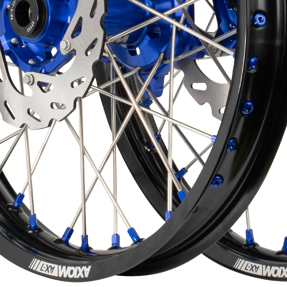 Axiom Yamaha YZ250FX 2019-21 / YZ450FX 2019-20 Black Rim / Blue Hub / Blue Nipples 21x1.6/18x2.15 Wheel Set with Discs