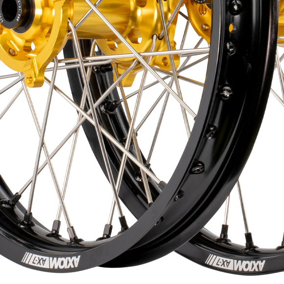 Axiom Honda CRF250-450R 2014-24 Black Rim / Gold Hub 19x2.15/19x2.50 Flat Track Wheel Set