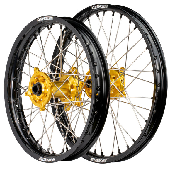 Axiom Honda CRF250-450R 2014-24 Black Rim / Gold Hub 19x2.15/19x2.50 Flat Track Wheel Set