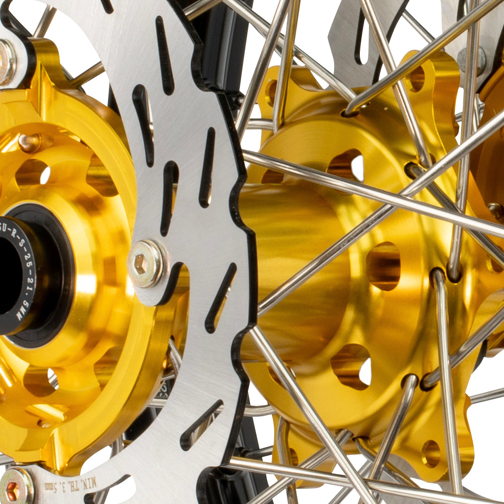 Axiom Kawasaki KX250F 2015-19 / KX450F 2015-18 Black Rim / Gold Hub / Black Nipples 21x1.6/19x2.15 Wheel Set with Discs