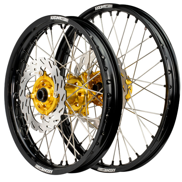 Axiom Yamaha YZ450F 2016-17 Black Rim / Gold Hub / Black Nipples 21x1.6/19x2.15 Wheel Set with Discs