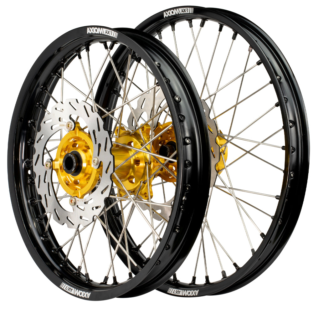 Axiom Yamaha YZ250F 2021-24 Black Rim / Gold Hub / Black Nipples 21x1.6/19x2.15 Wheel Set with Discs