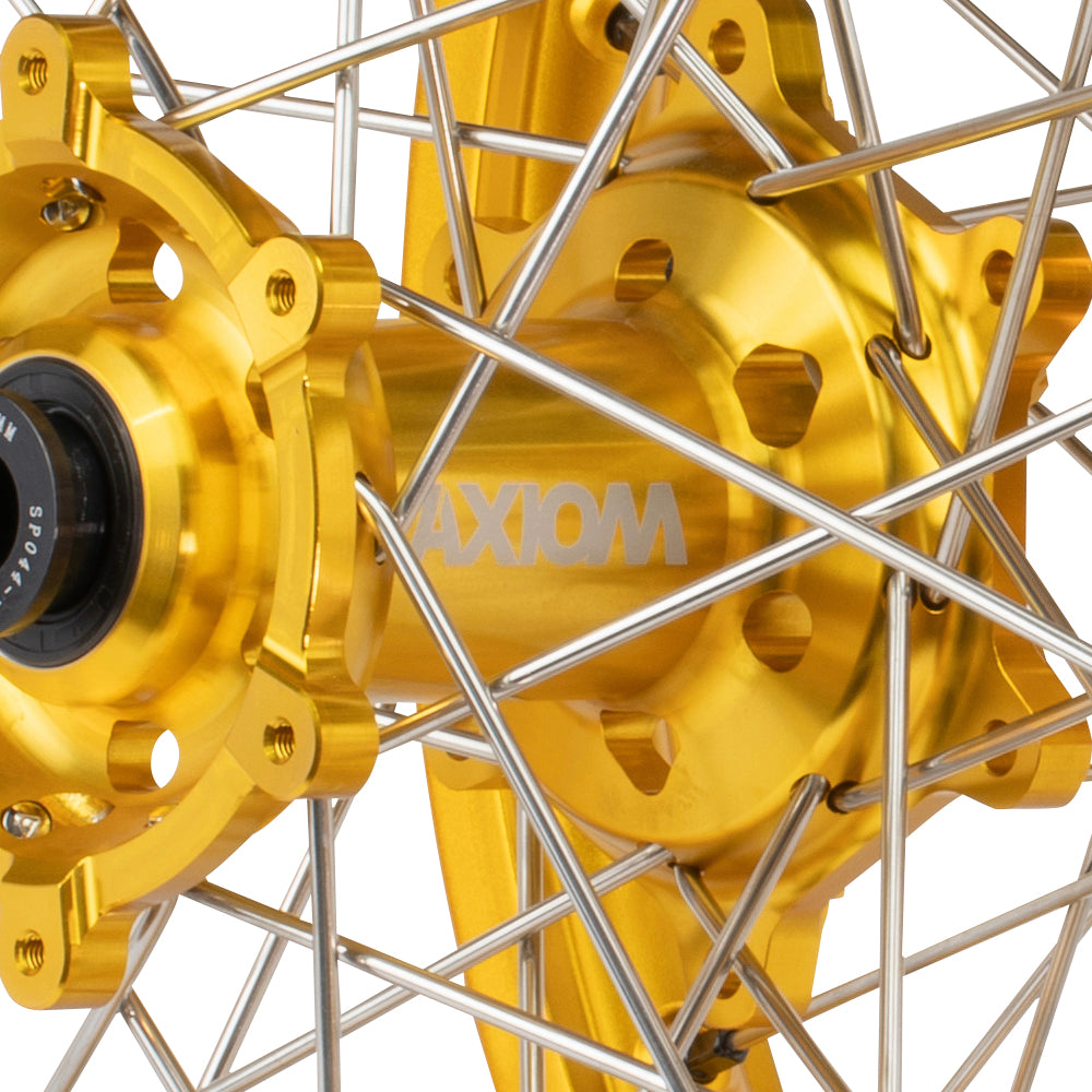 Axiom Kawasaki KX-KXF 2006-24 Gold Rim / Gold Hub / Black Nipples 21x1.6/19x2.15 Complete Wheel Set
