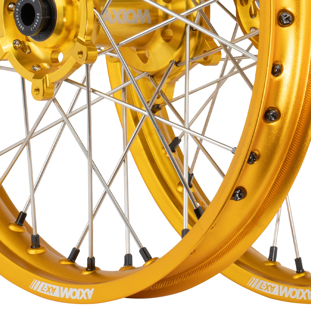 Axiom Kawasaki KX-KXF 2006-24 Gold Rim / Gold Hub / Black Nipples 21x1.6/19x2.15 Complete Wheel Set