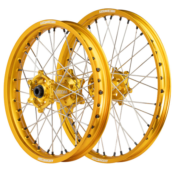 Axiom Suzuki DRZ400E 2000-24 Gold Rim / Gold Hub / Black Nipples 21x1.6/18x2.15 Complete Wheel Set