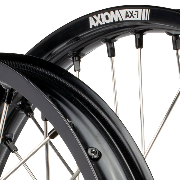 Axiom Kawasaki KLX450 2007-24 Black Rim / Green Hub / Black Nipples 21x1.6/18x2.15 Complete Wheel Set