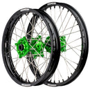Axiom Kawasaki KX-KXF 2006-24 Black Rim / Green Hub / Black Nipples 21x1.6/19x2.15 Complete Wheel Set-1