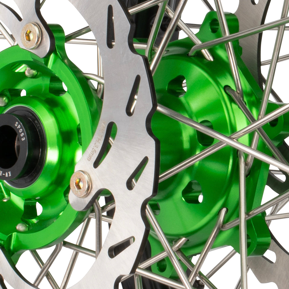 Axiom Kawasaki KX450X 2021-24 Black Rim / Green Hub / Black Nipples 21x1.6/18x2.15 Wheel Set with Discs