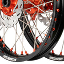 Axiom KTM SX-SXF 125-450 2003-24 Black Rim / Orange Hub / Orange Nipples 21x1.6/19x2.15 Wheel Set with Discs-5