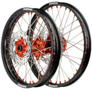 Axiom Husqvarna TE-FE 125-501 2014-24 Black Rim / Orange Hub / Orange Nipples 21x1.6/18x2.15 Wheel Set with Discs-1