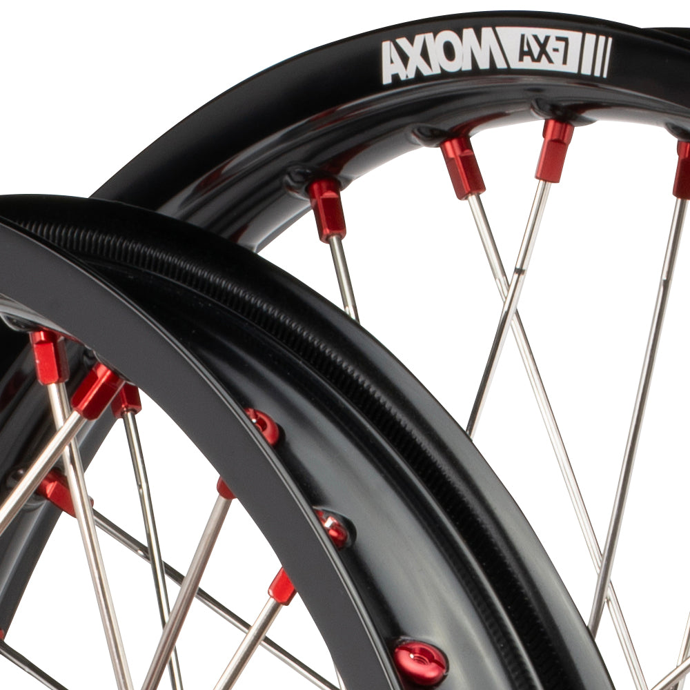 Axiom Honda CR-CRF 2002-13 Black Rim / Red Hub / Red Nipples 21x1.6/19x2.15 Complete Wheel Set
