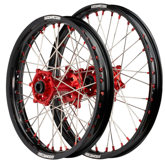 Axiom Honda CRF250-450R 2014-24 Black Rim / Red Hub / Red Nipples 21x1.6/19x2.15 Complete Wheel Set