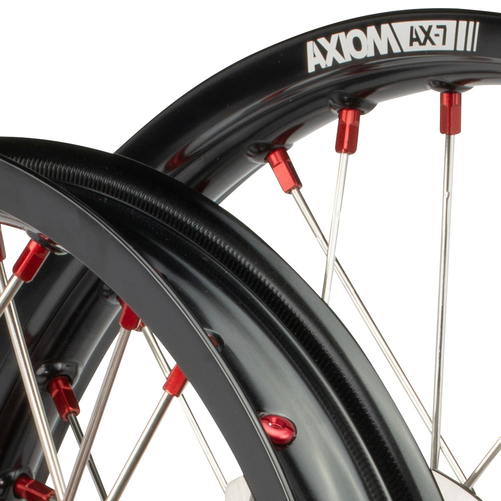 Axiom Husqvarna TE-FE 125-501 2014-24 Black Rim / Red Hub / Red Nipples 21x1.6/18x2.15 Wheel Set with Discs