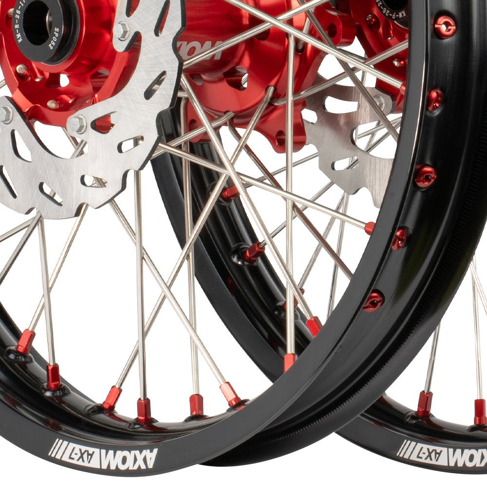 Axiom Yamaha YZ450F 2018-19 Black Rim / Red Hub / Red Nipples 21x1.6/19x2.15 Wheel Set with Discs