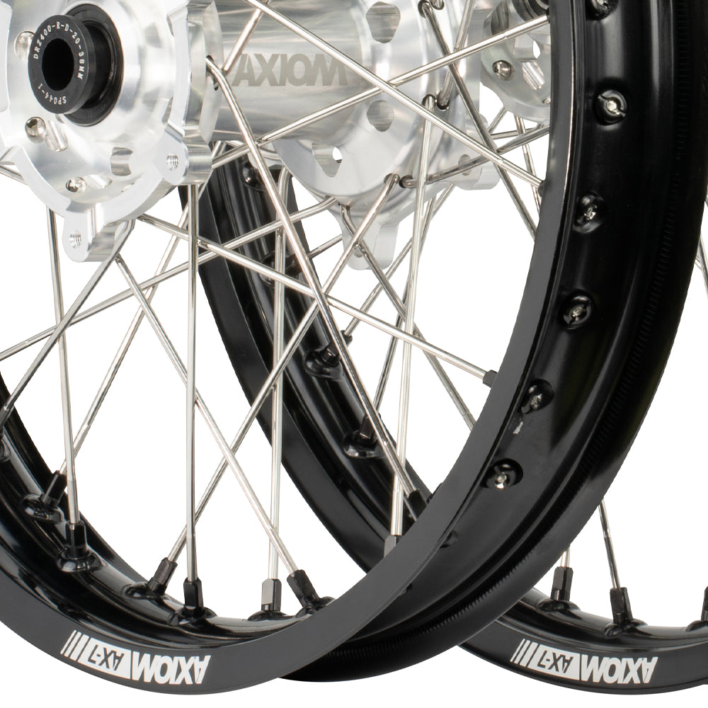 Axiom Honda CR-CRF 2002-13 Black Rim / Silver Hub 19x2.15/19x2.50 Flat Track Wheel Set