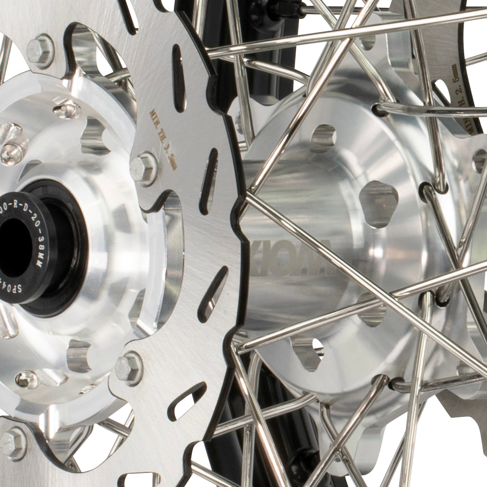 Axiom Honda CR125-250 2002-07 / CRF250-450R 2002-14 Black Rim / Silver Hub / Black Nipples 21x1.6/19x2.15 Wheel Set with Discs