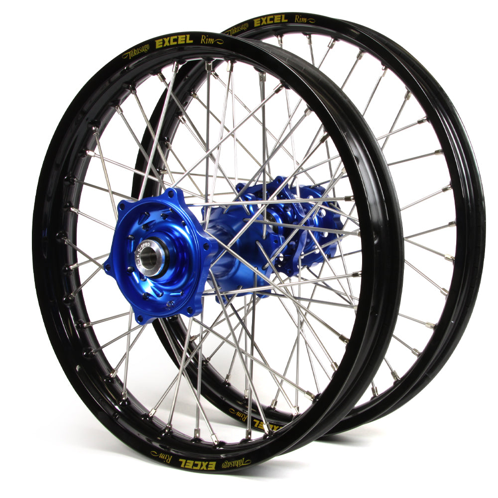 Talon/Excel Yamaha YZ125-250 2008-2024 / YZ250F 07-08 / YZ450 08 21/19 Black Rim/Blue Hub Wheel Set