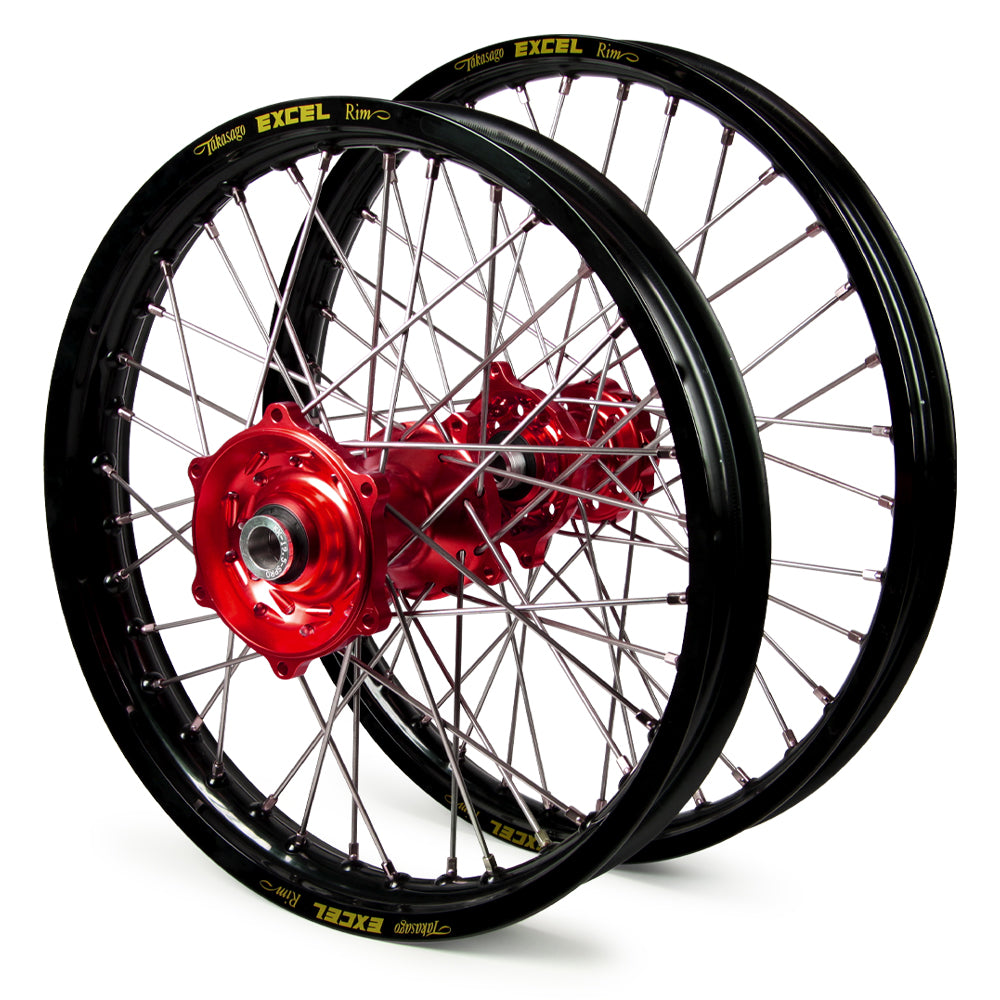 Talon/Excel Honda CRF250R 2014-24 / CRF450R 2013-24 21/19 Black Rim/Red Hub Wheel Set