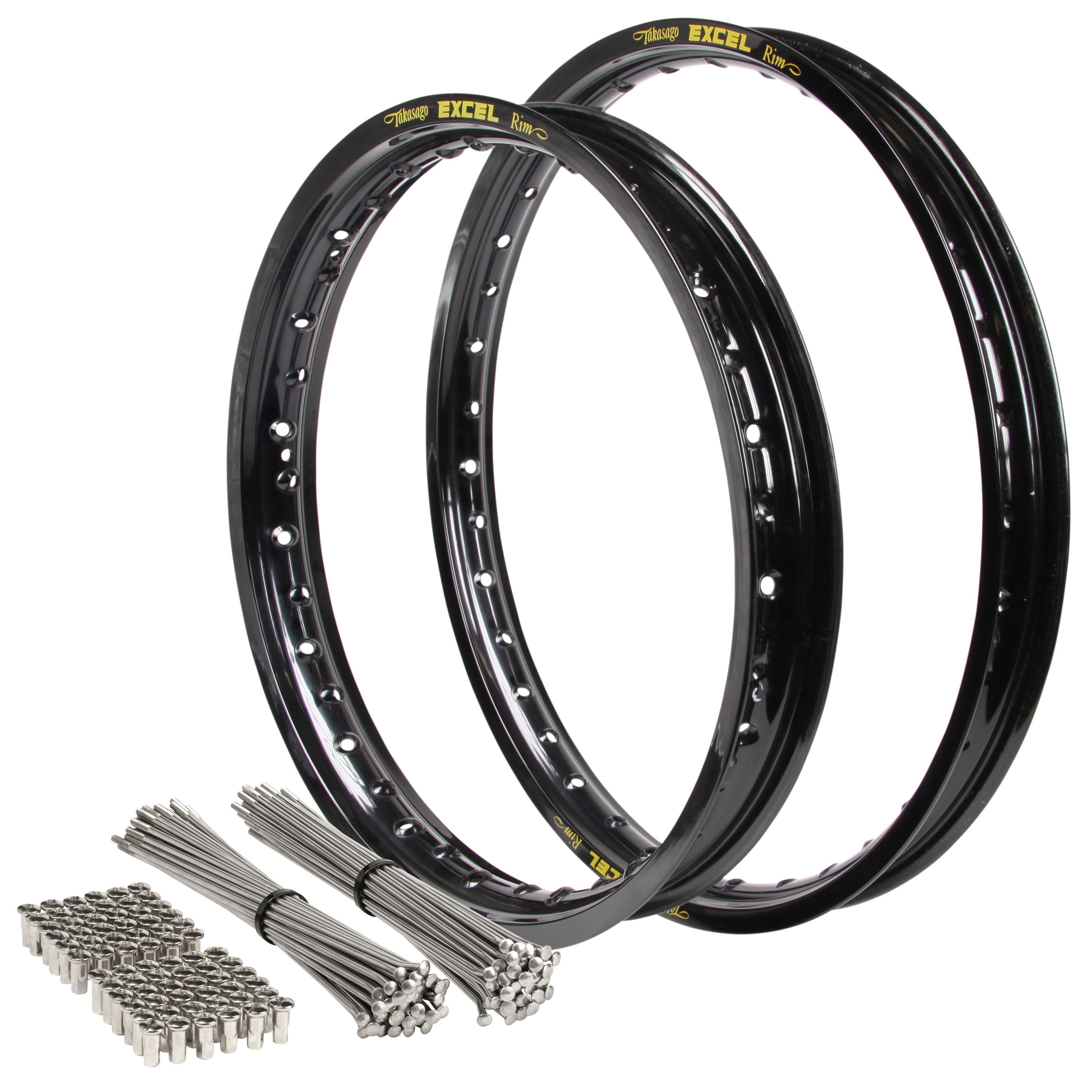 Yamaha YZ-YZF-WRF 2002-2008 21/18 OEM Front/Rear Black Excel Rim & Bulldog Spoke Set