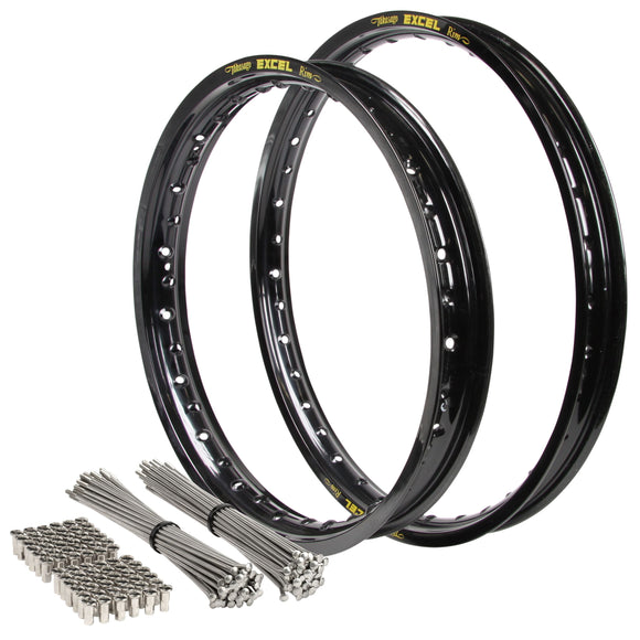 Suzuki RM 1988-96 & 2001-08 21/19 OEM Front/Rear Black Excel Rim & Bulldog Spoke Set