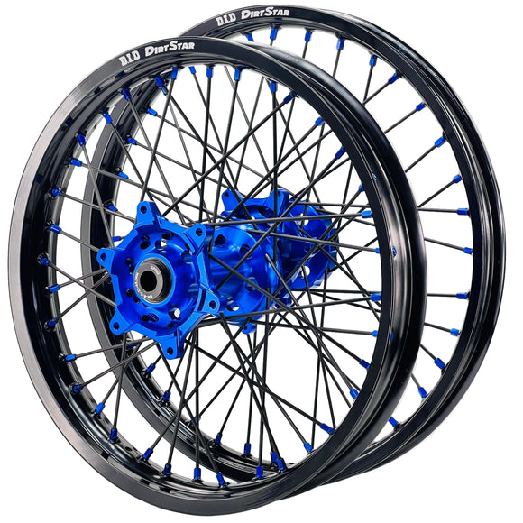 DID DirtStar / Axiom KTM / Husqvarna / GasGas 2003-26 Black Rim / Blue Hub / Black Spokes / Blue Nipples 21x1.6/18x2.15 Enduro Wheel Set