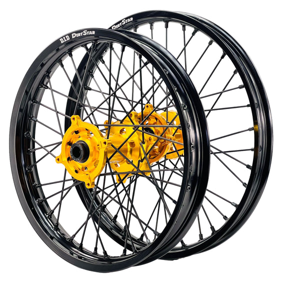 DID DirtStar / Axiom Kawasaki KX-KXF 2006-26 Black Rim / Gold Hub / Black Spokes / Black Nipples 21x1.6/19x2.15 Motocross Wheel Set
