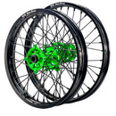 DID DirtStar / Axiom Kawasaki KX-KXF-KXX 2006-26 Black Rim / Green Hub / Black Spokes / Black Nipples 21x1.6/18x2.15 Enduro Wheel Set-1