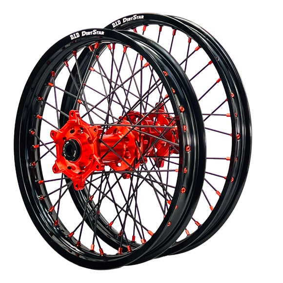 DID DirtStar / Axiom KTM / Husqvarna / GasGas 2003-26 Black Rim / Orange Hub / Black Spokes / Orange Nipples 21x1.6/19x2.15 Motocross Wheel Set