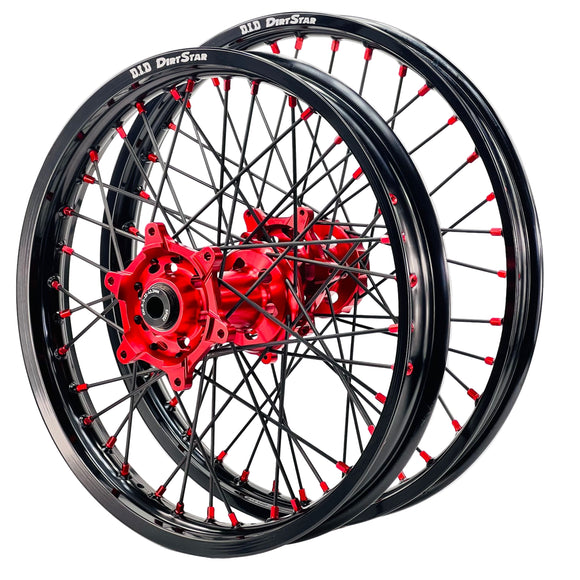 DID DirtStar / Axiom Honda CRF250-450R 2014-26 Black Rim / Red Hub / Black Spokes / Red Nipples 21x1.6/19x2.15 Motocross Wheel Set