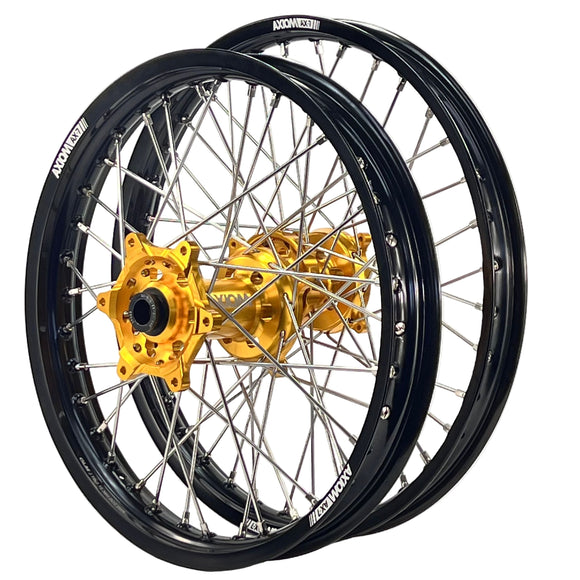 Axiom Suzuki RMZ250-450 2007-26 Black Rim / Gold Hub 21x1.6/19x2.15 Motocross Wheel Set