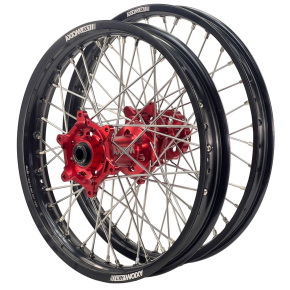 Axiom Honda CRF250-450X 2004-17 Black Rim / Red Hub 21x1.6/18x2.15 Enduro Wheel Set