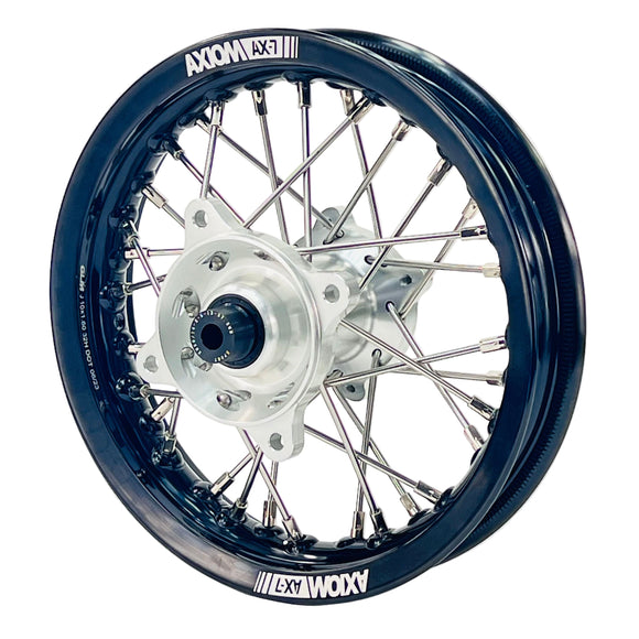 Axiom KTM / Husqvarna / Gas Gas 65cc 2025 Black Rim / Silver Hub 12x1.6 Motocross Rear Wheel