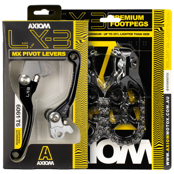 Axiom KTM SX-SXF 2023-24 / EXC-EXCF 2024 Black Brake & Clutch Lever / Footpeg Kit