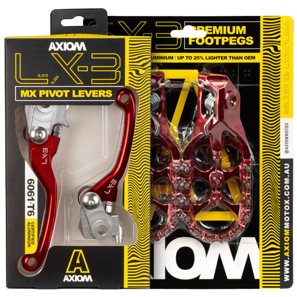 Axiom Husqvarna TE-FE 150-501 2024 Red Brake & Clutch Lever / Footpeg Kit