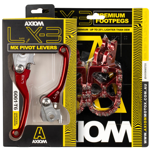 Axiom Honda CRF450 R-RX 2021-24 Red Brake & Clutch Lever / Footpeg Kit
