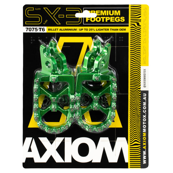 Axiom Kawasaki KX250-450F 2007-23 Green Footpegs