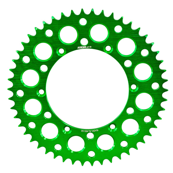 Axiom Kawasaki 48t  KX125-250-500, KX250-450F, KLX450 Green Alloy Rear Sprocket