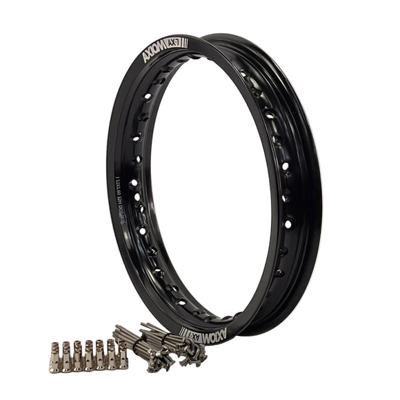 Axiom AX-7 Yamaha PW80 1983-2012 (14x1.6 32h) Front Black Alloy Rim & Stainless Spoke Kit