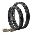 Axiom AX-7 Yamaha PW80 1983-2012 (14/12") Front/Rear Black Alloy Rim & Stainless Spoke Kits-1